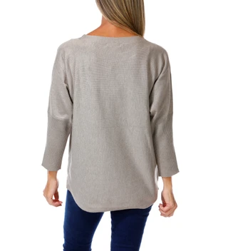 Thumbnail 2: Cable & Gauge Women's Textured Circle Long Sleeve Dolman Top 