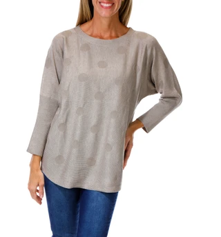 Thumbnail 1: Cable & Gauge Women's Textured Circle Long Sleeve Dolman Top 