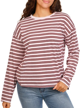 Thumbnail 1: Derek Heart Juniors Long Sleeve Striped Top 