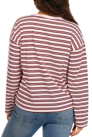 Thumbnail 2: Derek Heart Juniors Long Sleeve Striped Top 