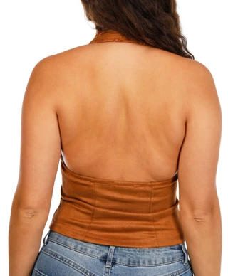 Thumbnail 2: Pie In The Sky Juniors Sueded Lace Trimmed Halter Top 