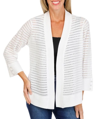 Thumbnail 1: Venini  Women's Crochet Open Front Cardigan  