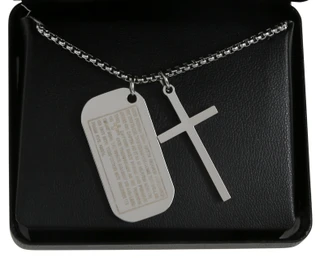 Thumbnail 2: NES GROUP Men's Dog Tag & Cross Pendant Necklace  