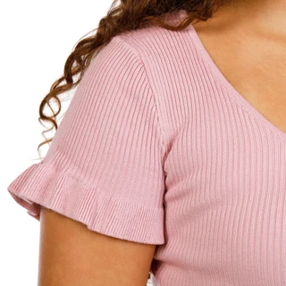 Thumbnail 2: The Workshop Juniors Ribbed Scoop Neck Ruffle Hem & Sleeves Stretch Top 