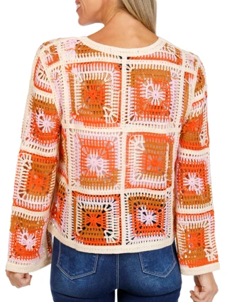 Thumbnail 2: LIV LOS ANGELES Women's Crochet Button Down Cardigan 