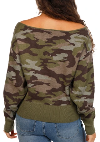 Thumbnail 3: Forever 21 Juniors Camo Star Off Shoulder Long Sleeve Pullover 