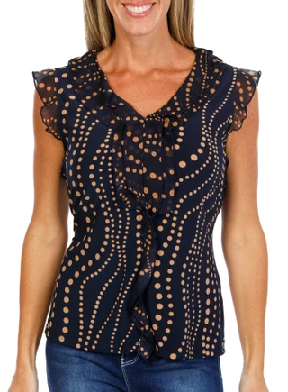Thumbnail 1: Tommy Hilfiger Women's Ruffle Front Cap Sleeve Top 