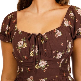 Thumbnail 3: INSPIRED HEARTS Juniors Smock Waist Puffy Sleeve Tiered Hem Maxi Dress 