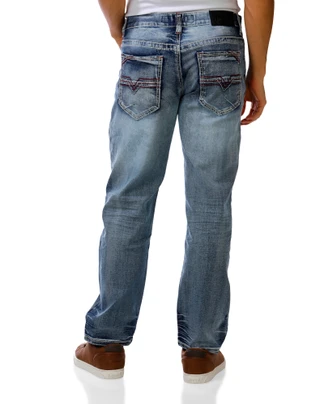 Thumbnail 2: True Luck Men's Bold Stitch Skinny Jeans  