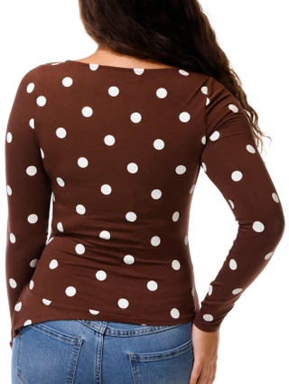 Thumbnail 3: Madden Girl Juniors Ruched Asymmetrical Polka Dot Top 