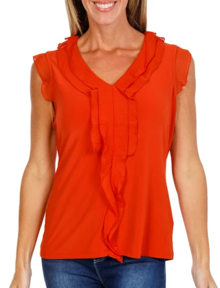 Thumbnail 1: Tommy Hilfiger Women's Ruffle Front Cap Sleeve Top 