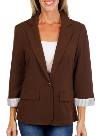 Thumbnail 1: Soho Apparel Women 3/4 Sleeve One-Button Blazer 