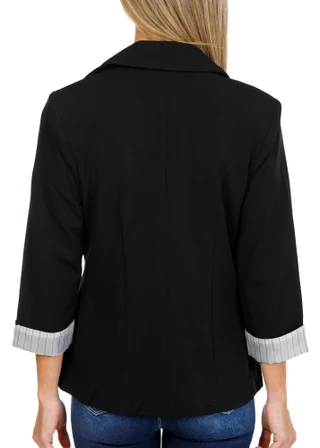 Thumbnail 2: Soho Apparel Women 3/4 Sleeve One-Button Blazer 