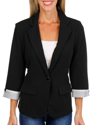 Thumbnail 1: Soho Apparel Women 3/4 Sleeve One-Button Blazer 