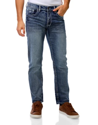 Thumbnail 1: True Luck Men's Bold Stitch Skinny Jeans  