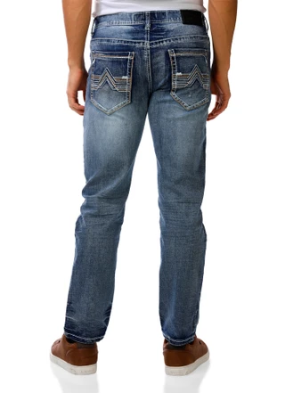 Thumbnail 2: True Luck Men's Bold Stitch Skinny Jeans  