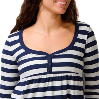 Thumbnail 3: Madden Girl Juniors Long Sleeve Striped Henley Baby Doll Top 