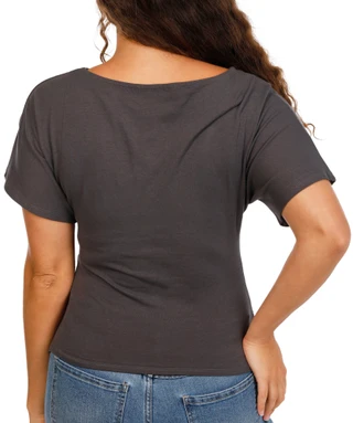Thumbnail 2: Madden Girl Juniors Ruched Side Short Sleeve Boat Neck Dolman Top 