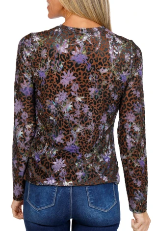 Thumbnail 2: RACHEL ROY Women's Long Sleeve Animal Print & Floral Top 