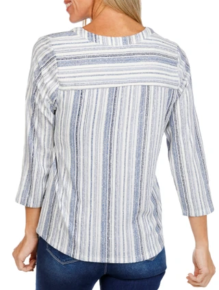 Thumbnail 2: Joie De Vivre Women's Rib Knit 3 Button V-neck Top  