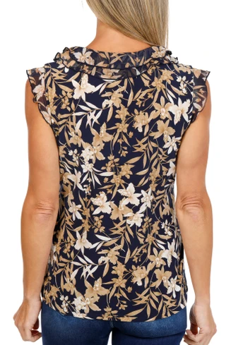 Thumbnail 2: Tommy Hilfiger Women's Ruffle Front Cap Sleeve Floral Top 