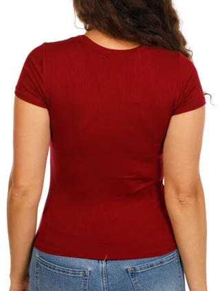 Thumbnail 2: BOZZOLO Juniors Ribbed Stretch Crew Neck Top 