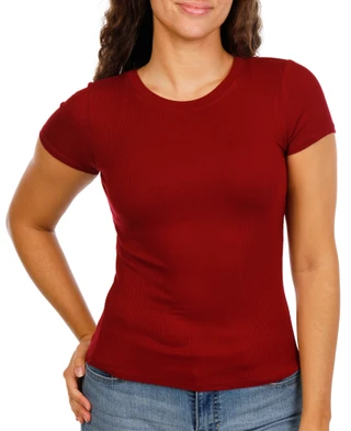 Thumbnail 1: BOZZOLO Juniors Ribbed Stretch Crew Neck Top 