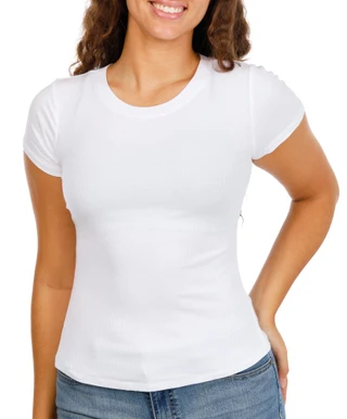 Thumbnail 1: BOZZOLO Juniors Ribbed Stretch Crew Neck Top 