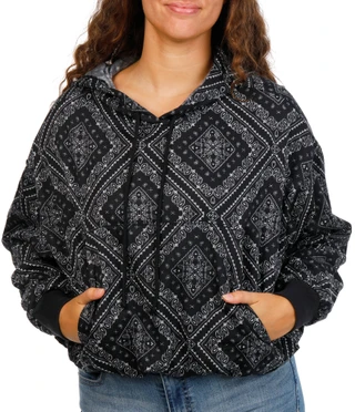Thumbnail 1: Pie In The Sky Juniors Bandana Print Elastic Waist Kangaroo Pocket Hoodie 