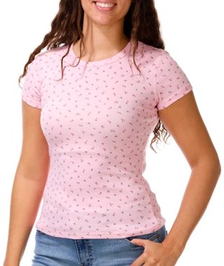 Thumbnail 1: JUST POLLY Juniors Stretch Ditsy Floral Tee 