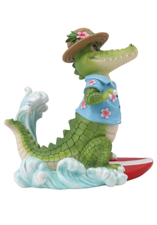 Thumbnail 1: Magical Season 12" Polyresin Alligator on Surfboard 