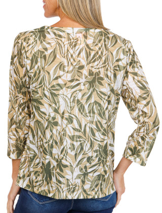 Thumbnail 3: Hearts of Palm Women's 3/4 Sleeve Ring Neck Top 