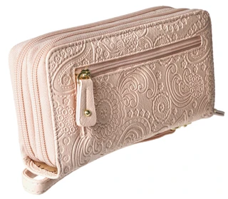 Thumbnail 3: Stone Mountain Paisley Embossed Leather Double Zip Around Wallet 