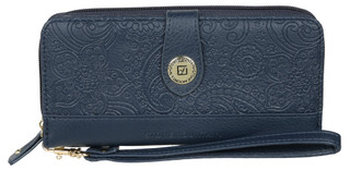 Thumbnail 1: Stone Mountain Paisley Embossed Leather Double Zip Around Wallet 