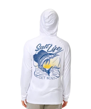 Thumbnail 1: Salt Life Men's Long Sleeve Hooded Graphic Performance Shirt 