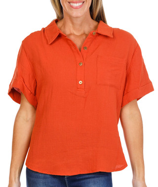 Thumbnail 1: Hearts of Palm Women's Short Sleeve Henley Top w/ Front Pocket 