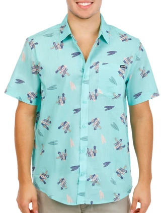 Thumbnail 2: Hurley Men's Short Sleeve Roadsign Button Down Shirt 