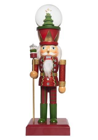 Thumbnail 1: Magical Season 14" Red Nutcracker with Snow Globe 