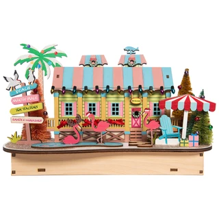 Thumbnail 2: Magical Season 7" Laser Cut Beach House - Pink & Blue Stripe 