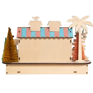 Thumbnail 3: Magical Season 7" Laser Cut Beach House - Pink & Blue Stripe 