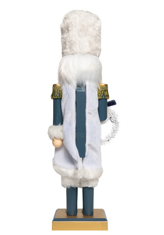 Thumbnail 2: Magical Season 14" Dark Blue Nutcracker with Gray Fur Trim 