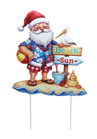 Thumbnail 1: Magical Season 25" LED Metal Coastal Santa Yard Stake 