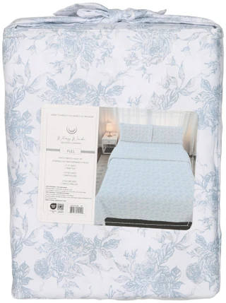Thumbnail 2: CHD Home Textiles 4 Pc Toile Rose Full Sheet Set 