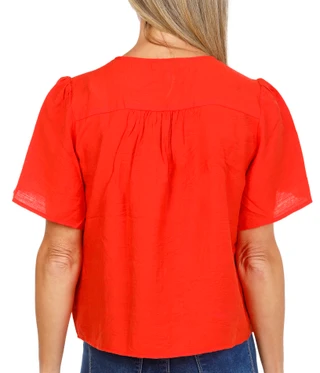 Thumbnail 2: NINE WEST Women's Scallop V-Neck Button Down Top 