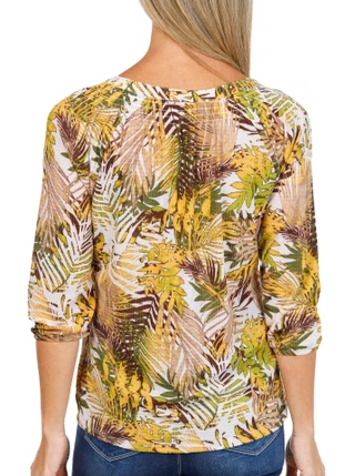 Thumbnail 2: Coral Bay Petite 3/4 Sleeve Split Neck Top 