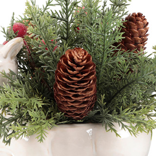 Thumbnail 2: FLORA BUNDA 8" Christmas Mixed Arrangement in Ceramic Deer Planter 