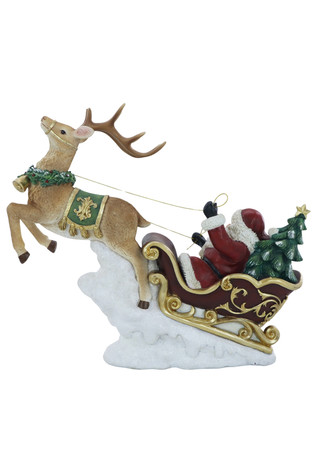 Thumbnail 2: Magical Season 13" Santa Sleigh with Deer Decoration 