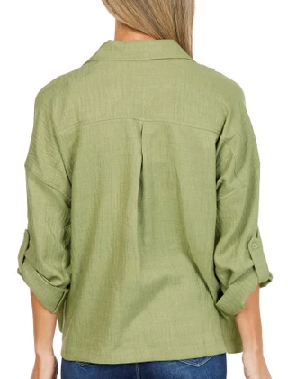 Thumbnail 2: MAX STUDIO Women's Long Sleeve Split Neck Top 