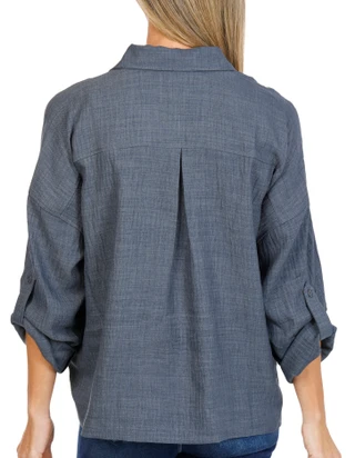 Thumbnail 2: MAX STUDIO Women's Long Sleeve Split Neck Top 