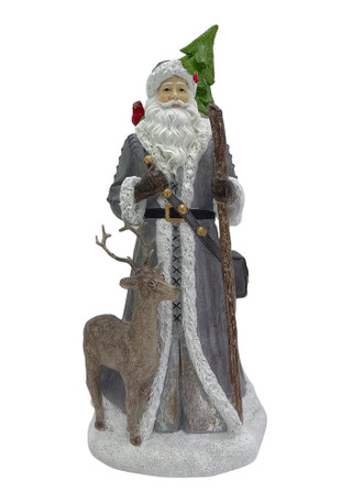 Thumbnail 1: Magical Season 15.75" Resin Santa with Gray Deer 